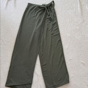 Olive Green Wide Leg Wrap Pants